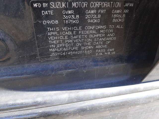 Photo 10 from auction – 2009 SUZUKI SX4 SPORT with VIN JS2YC414596201640