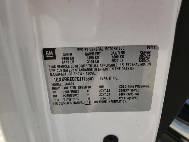 Photo 10 from auction – 2012 CHEVROLET TRAVERSE L with VIN 1GNKRGED7CJ175841