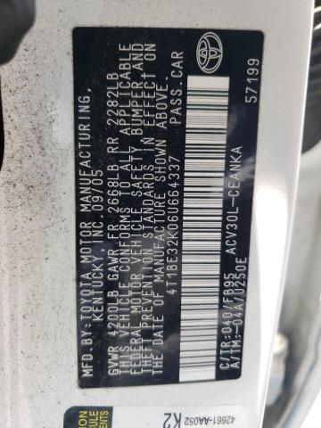 Photo 10 from auction – 2006 TOYOTA CAMRY LE with VIN 4T1BE32K06U664337