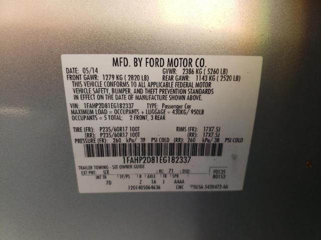 Photo 10 from auction – 2014 FORD TAURUS SE with VIN 1FAHP2D81EG182337