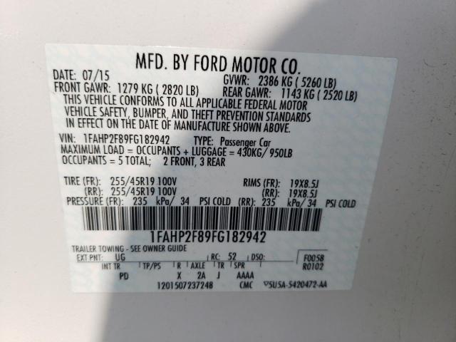 Photo 10 from auction – 2015 FORD TAURUS LIM with VIN 1FAHP2F89FG182942
