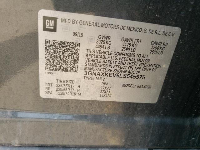 Photo 10 from auction – 2020 CHEVROLET EQUINOX LT with VIN 3GNAXKEV6LS545575