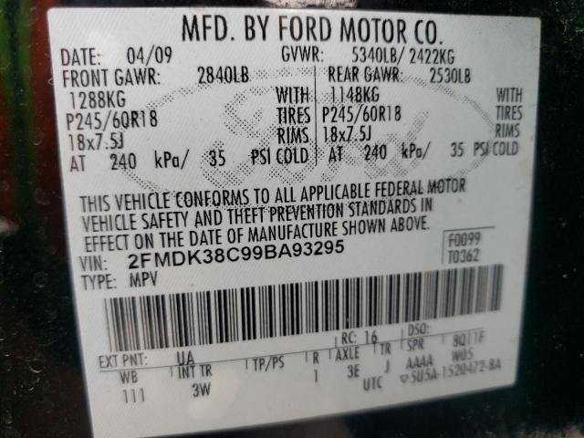 Photo 10 from auction – 2009 FORD EDGE SEL with VIN 2FMDK38C99BA93295