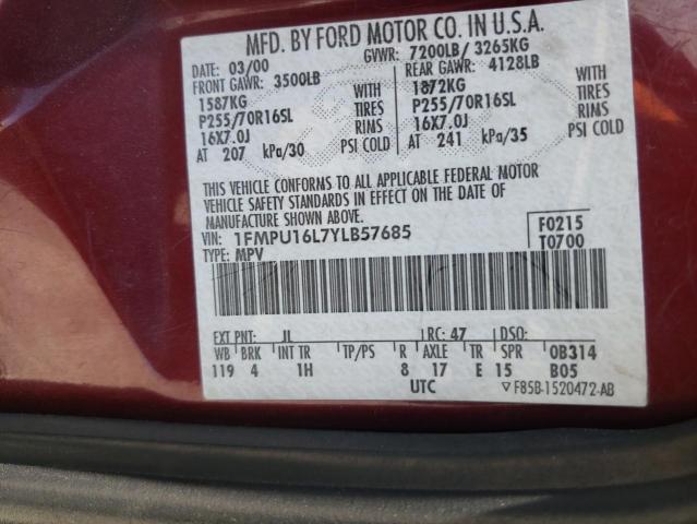 Photo 10 from auction – 2000 FORD EXPEDITION with VIN 1FMPU16L7YLB57685