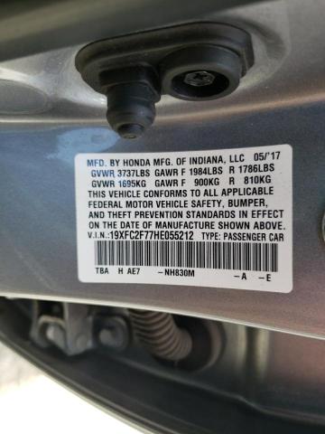 Photo 10 from auction – 2017 HONDA CIVIC EX with VIN 19XFC2F77HE055212