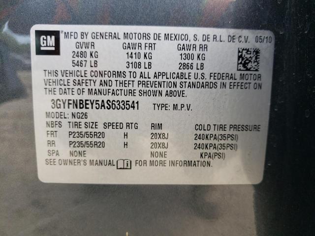 Photo 10 from auction – 2010 CADILLAC SRX PERFOR with VIN 3GYFNBEY5AS633541