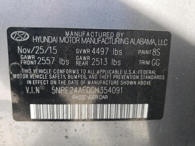 Photo 10 from auction – 2016 HYUNDAI SONATA SE with VIN 5NPE24AF0GH354091