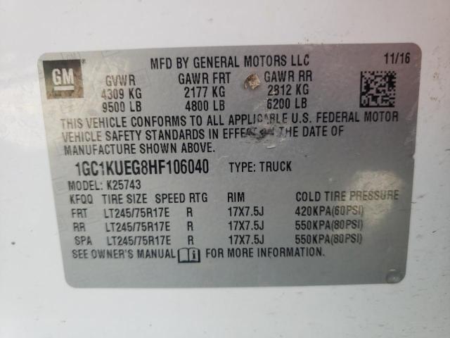 Photo 10 from auction – 2017 CHEVROLET SILVERADO with VIN 1GC1KUEG8HF106040