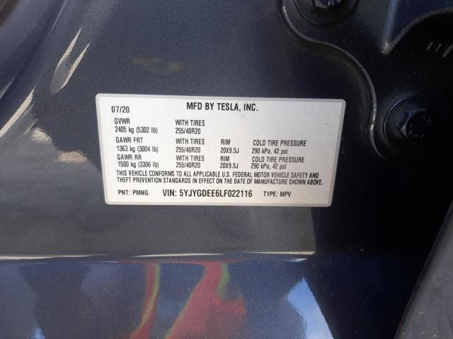 Photo 10 from auction – 2020 TESLA MODEL Y with VIN 5YJYGDEE6LF022116