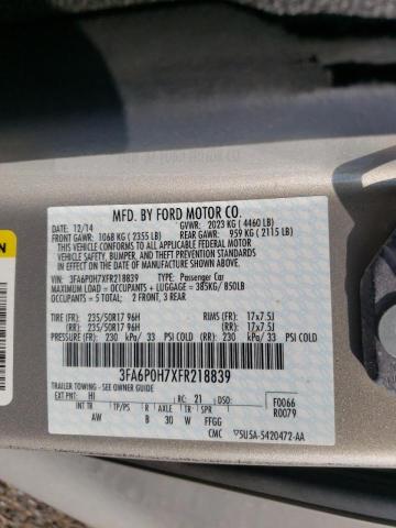 Photo 10 from auction – 2015 FORD FUSION SE with VIN 3FA6P0H7XFR218839