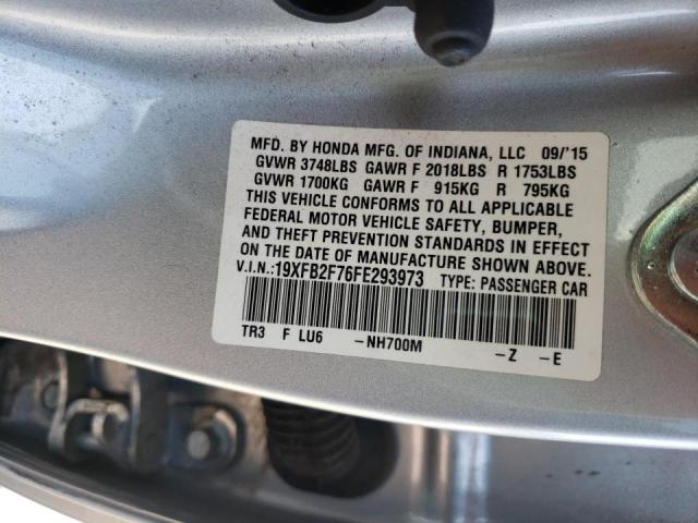 Photo 10 from auction – 2015 HONDA CIVIC SE with VIN 19XFB2F76FE293973