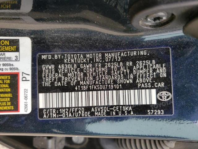 Photo 10 from auction – 2013 TOYOTA CAMRY L with VIN 4T1BF1FK5DU719101