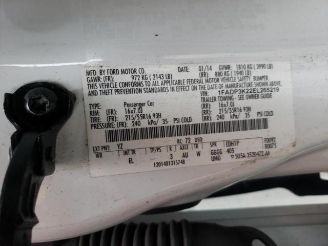 Photo 10 from auction – 2014 FORD FOCUS SE with VIN 1FADP3K22EL265219