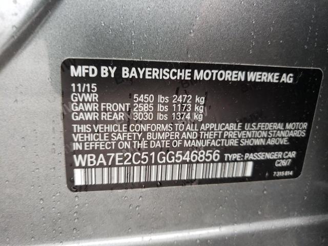 Photo 10 from auction – 2016 BMW 740 I with VIN WBA7E2C51GG546856
