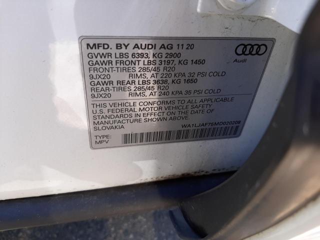 Photo 10 from auction – 2021 AUDI Q7 PREMIUM with VIN WA1LJAF75MD020208