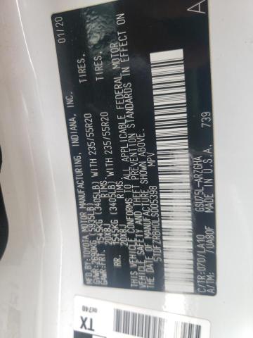 Photo 10 from auction – 2020 TOYOTA HIGHLANDER with VIN 5TDFZRBH0LS005398
