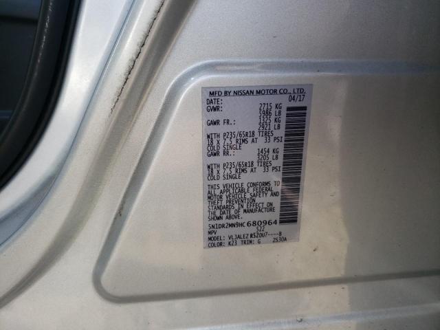 Photo 10 from auction – 2017 NISSAN PATHFINDER with VIN 5N1DR2MN9HC680964