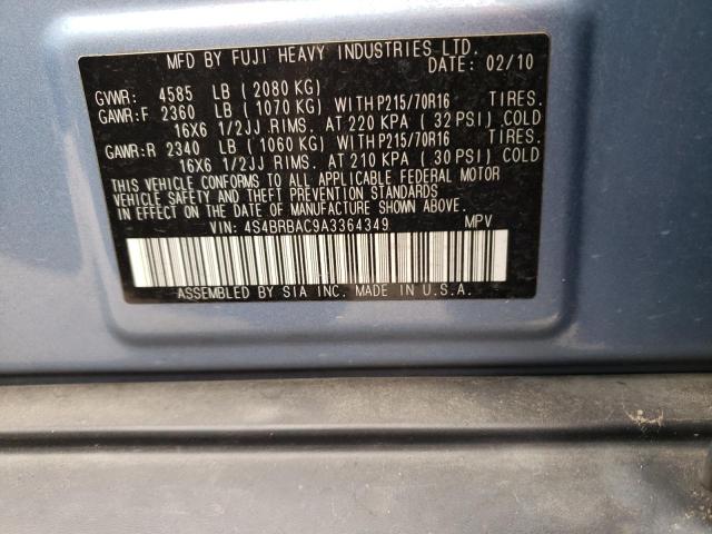 Photo 10 from auction – 2010 SUBARU OUTBACK 2. with VIN 4S4BRBAC9A3364349