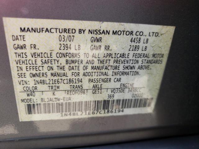 Photo 10 from auction – 2007 NISSAN ALTIMA 3.5 with VIN 1N4BL21E67C186194