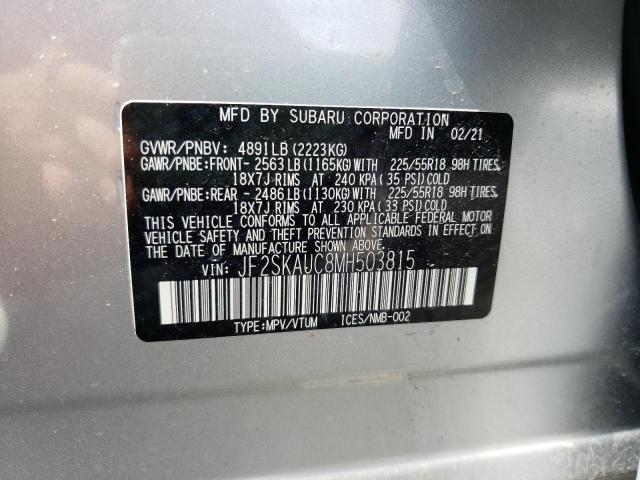 Photo 10 from auction – 2021 SUBARU FORESTER L with VIN JF2SKAUC8MH503815