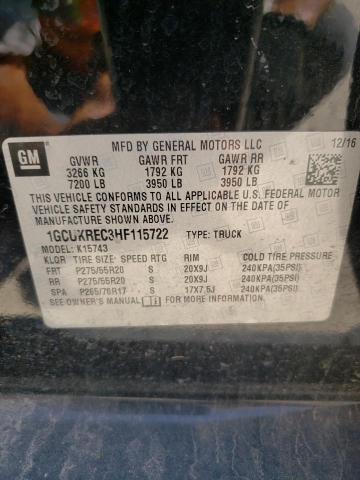 Photo 10 from auction – 2017 CHEVROLET SILVERADO with VIN 1GCUKREC3HF115722
