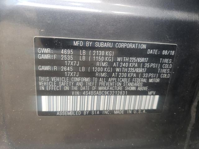 Photo 10 from auction – 2019 SUBARU OUTBACK 2. with VIN 4S4BSABC9K3212831