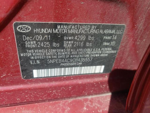 Photo 10 from auction – 2012 HYUNDAI SONATA GLS with VIN 5NPEB4AC9CH435557