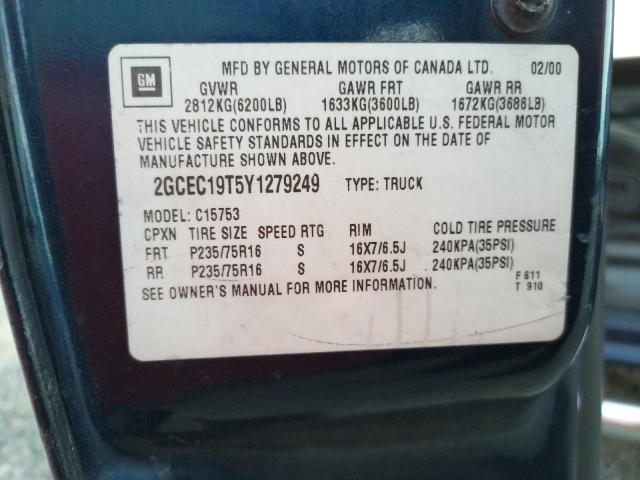Photo 10 from auction – 2000 CHEVROLET SILVERADO with VIN 2GCEC19T5Y1279249