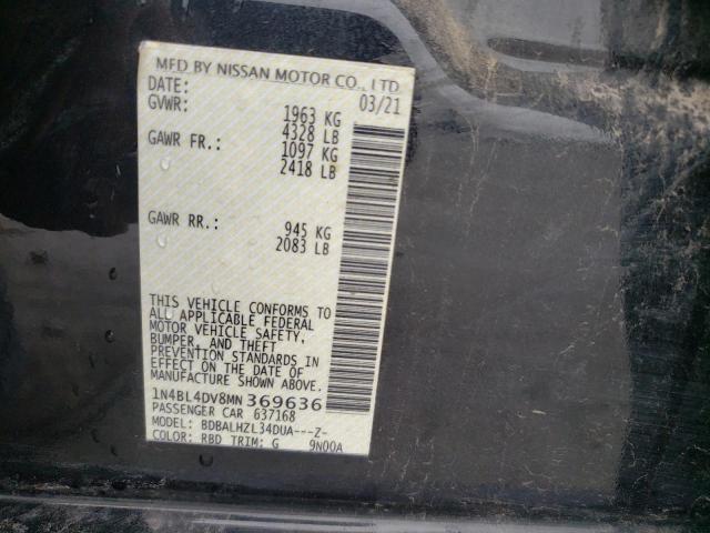 Photo 10 from auction – 2021 NISSAN ALTIMA SV with VIN 1N4BL4DV8MN369636