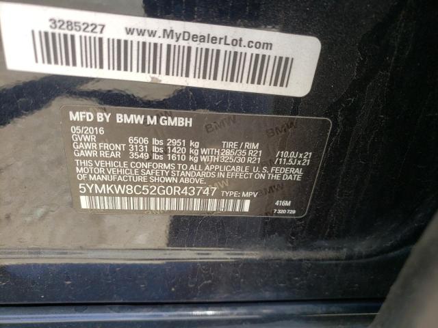 Photo 10 from auction – 2016 BMW X6 M with VIN 5YMKW8C52G0R43747
