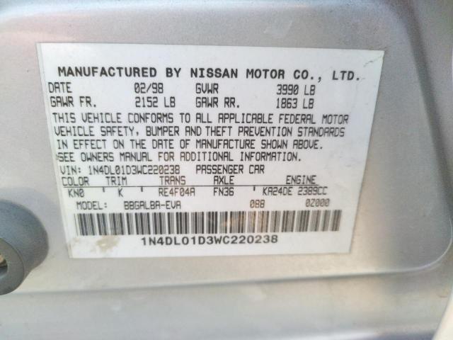 Photo 10 from auction – 1998 NISSAN ALTIMA XE with VIN 1N4DL01D3WC220238