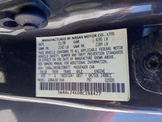Photo 10 from auction – 2008 NISSAN ALTIMA 2.5 with VIN 1N4AL24E08C198477