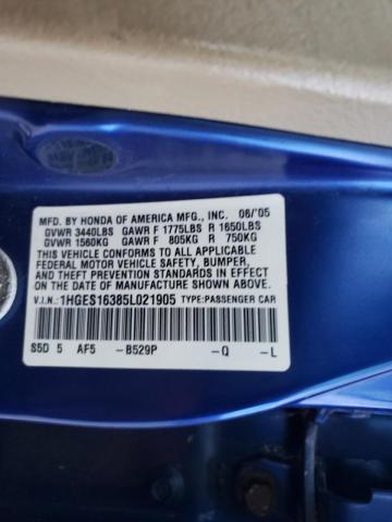 Photo 10 from auction – 2006 HONDA CIVIC with VIN 1HGES16385L021905