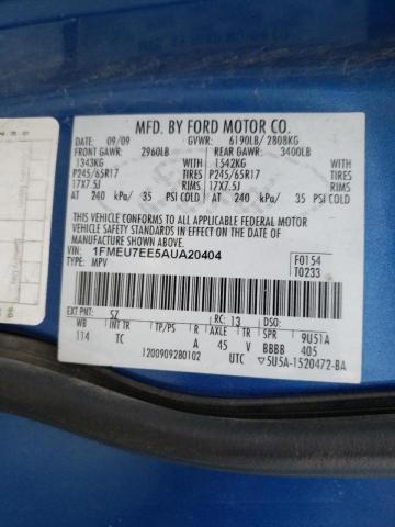 Photo 10 from auction – 2010 FORD EXPLORER E with VIN 1FMEU7EE5AUA20404