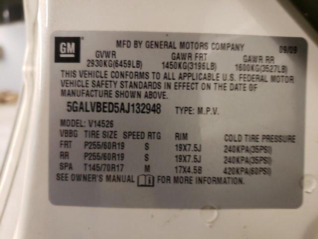 Photo 10 from auction – 2010 BUICK ENCLAVE CX with VIN 5GALVBED5AJ132948