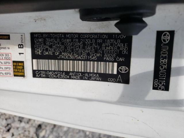 Photo 10 from auction – 2010 TOYOTA SCION TC with VIN JTKDE3B75A0311545
