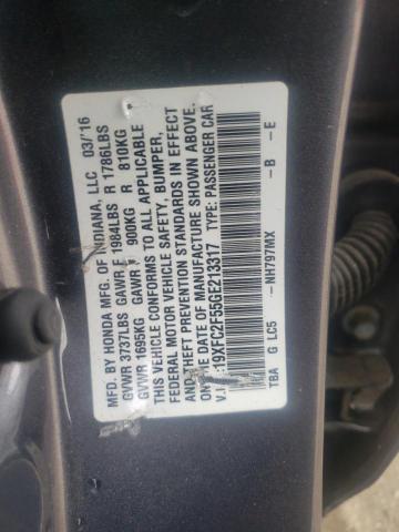 Photo 10 from auction – 2016 HONDA CIVIC LX with VIN 19XFC2F55GE213317