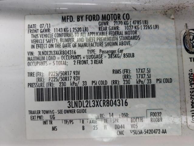 Photo 10 from auction – 2012 LINCOLN MKZ HYBRID with VIN 3LNDL2L3XCR804316