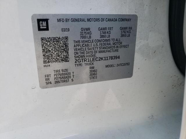 Photo 10 from auction – 2019 GMC SIERRA LIM with VIN 2GTR1LEC2K1178394
