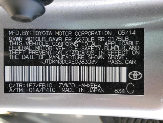 Photo 10 from auction – 2014 TOYOTA PRIUS with VIN JTDKN3DUXE0383039