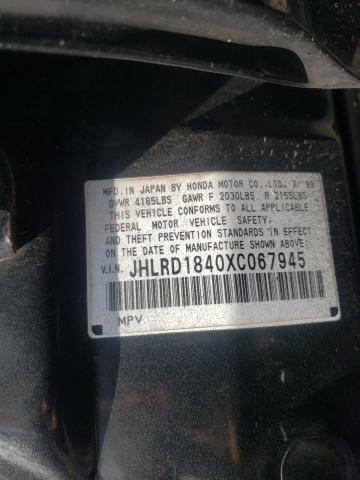 Photo 10 from auction – 1999 HONDA CR-V EX with VIN JHLRD1840XC067945
