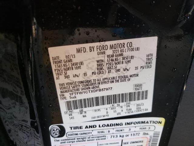 Photo 10 from auction – 2013 FORD F150 SUPER with VIN 1FTFW1CTXDFB57977