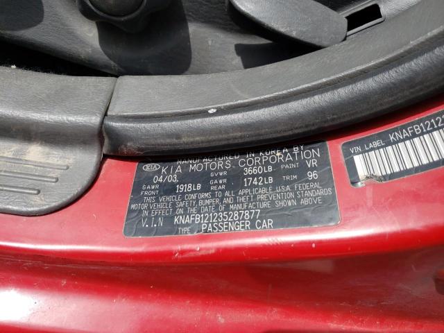 Photo 10 from auction – 2003 KIA SPECTRA with VIN KNAFB121235287877
