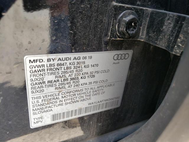 Photo 10 from auction – 2019 AUDI Q7 PREMIUM with VIN WA1LAAF76KD047592
