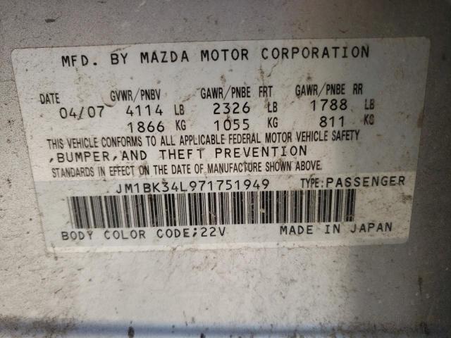 Photo 10 from auction – 2007 MAZDA SPEED 3 with VIN JM1BK34L971751949
