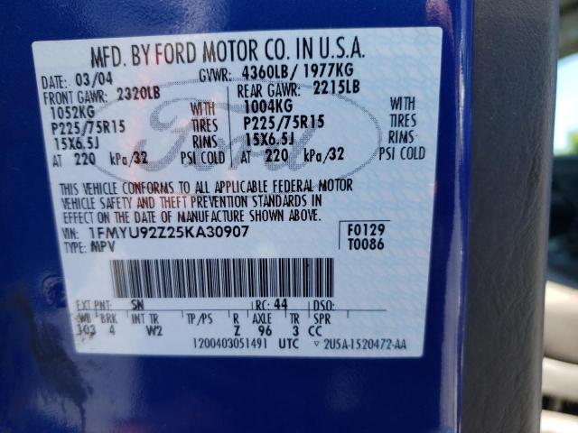 Photo 10 from auction – 2005 FORD ESCAPE XLS with VIN 1FMYU92Z25KA30907