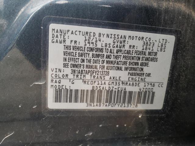 Photo 10 from auction – 2015 NISSAN SENTRA S with VIN 3N1AB7AP0FY213728