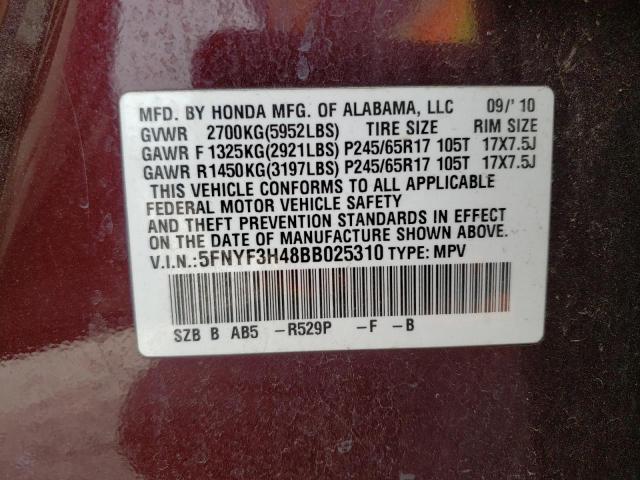 Photo 10 from auction – 2011 HONDA PILOT EX with VIN 5FNYF3H48BB025310