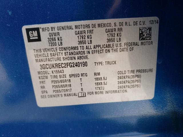 Photo 10 from auction – 2015 CHEVROLET SILVERADO with VIN 3GCUKREC2FG240190