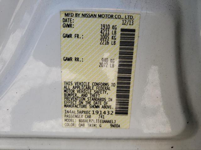 Photo 10 from auction – 2014 NISSAN ALTIMA 2.5 with VIN 1N4AL3APXEC191432